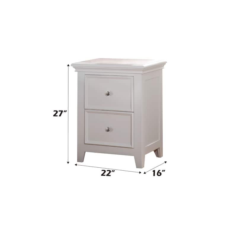 Contemporary Nightstand - Modern Bedside Table with Storage - White Finish - Youth Bedroom Decor - 22" x 16" x 27"