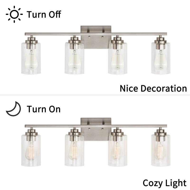 KAWOTI 4 Light Bathroom Vanity Light with Clear Glass Shade
