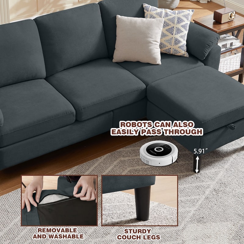 3-Piece Living Room Sectional Sofa Set with Loveseat and Ottoman