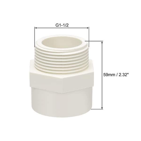 50mm Slip x G1-1/2 Male Thread PVC Pipe Fitting Adapter Connector 5Pcs -  White - Bed Bath & Beyond - 30503321