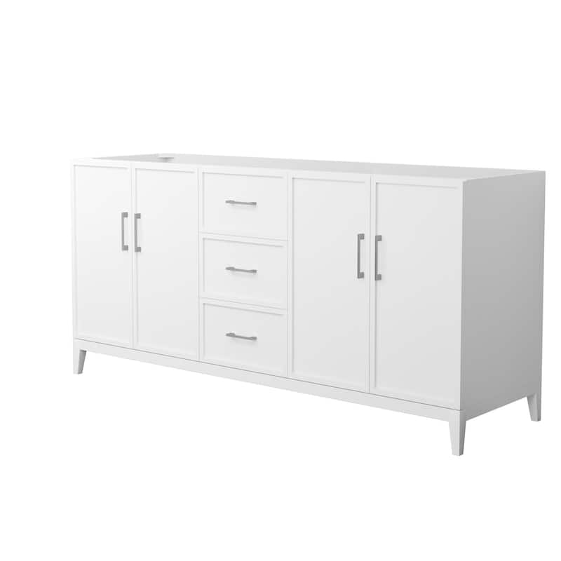 Elan 72-inch Double Vanity Cabinet - White, Nickel Trim, No Top