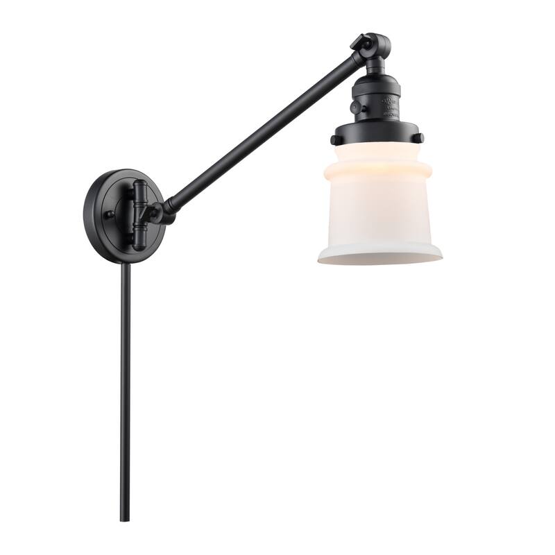 Innovations Lighting Small Canton Single Light 25" Tall Bathroom - Matte Black / Matte White