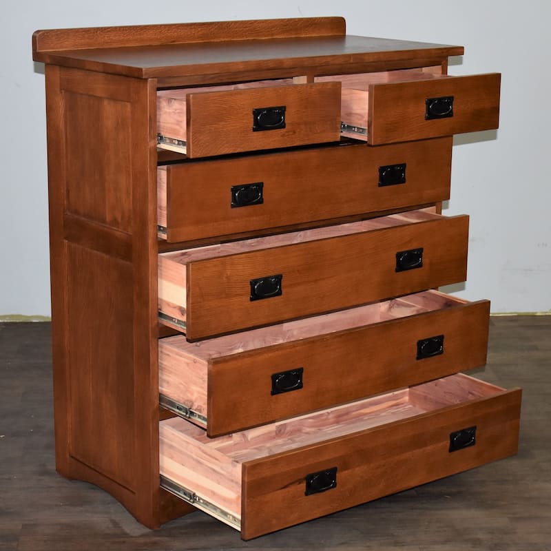 Mission Quarter Sawn Oak 6 Drawer Dresser - Michael's Cherry