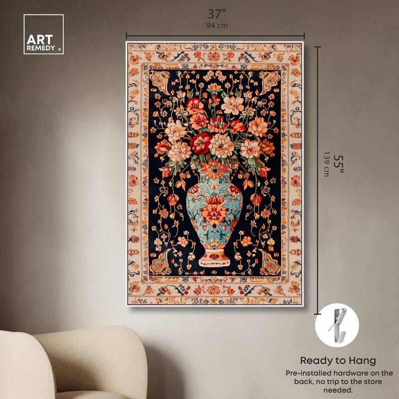 Persian Vase and Flowers II Canvas by Art Remedy