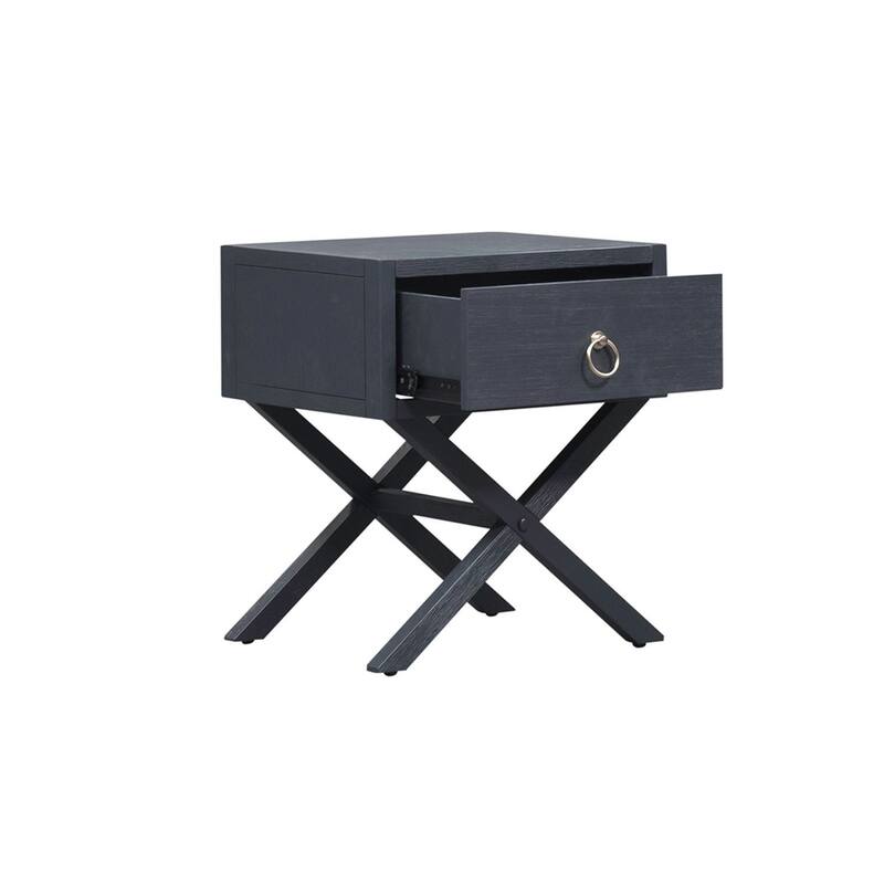 East End Wire Brushed Denim, White, & Black 1 Drawer Accent Table