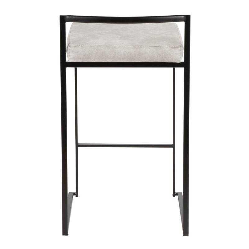 Porch & Den Forrest Black Stackable Fully Welded Counter Stool (Set of 3)
