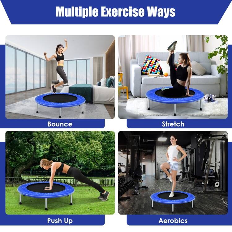 38" Foldable Trampoline with PP Jumping Mat and Anti-Scratch PVC Padding for Safety - 38"φ x 7.5"
