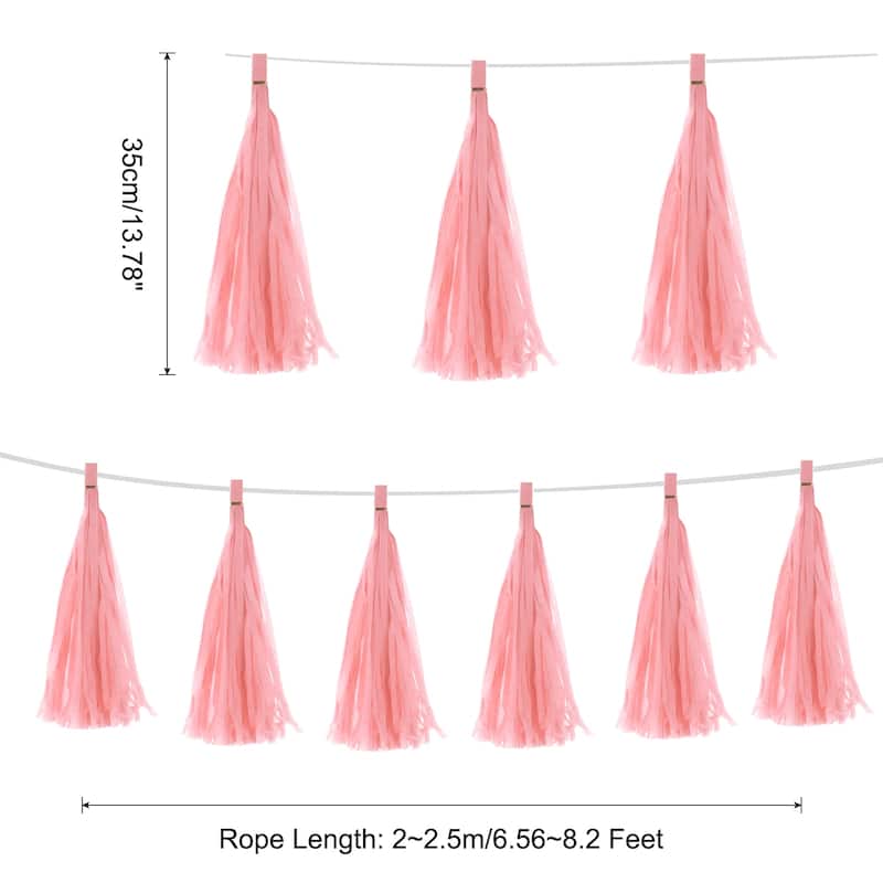 20Pcs Tassel Garland Banner with Rope - Light Pink