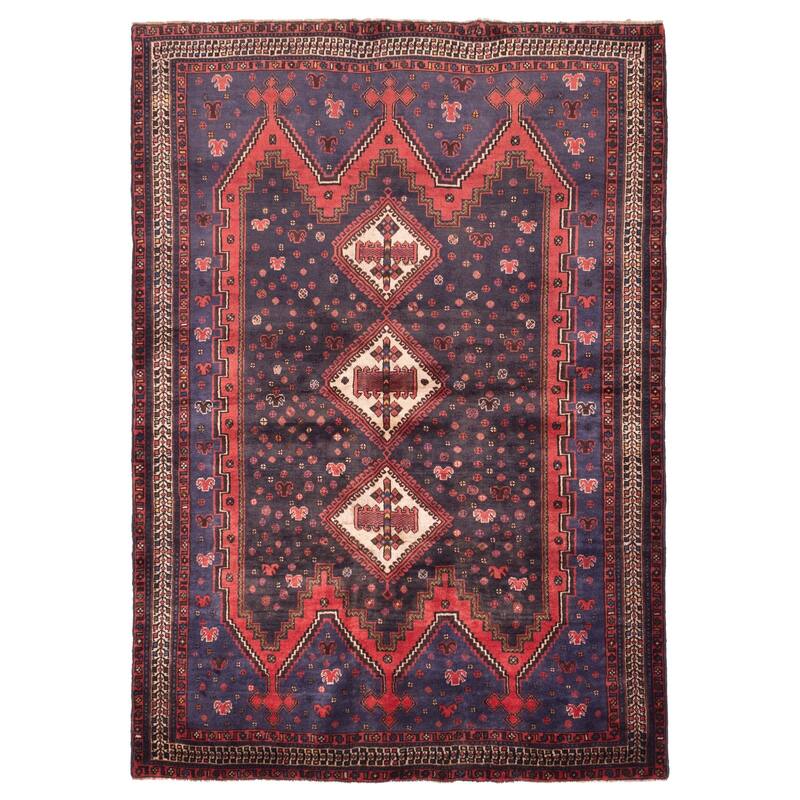 ECARPETGALLERY Hand-knotted Melis Dark Navy Wool Rug - 5'3 x 7'2