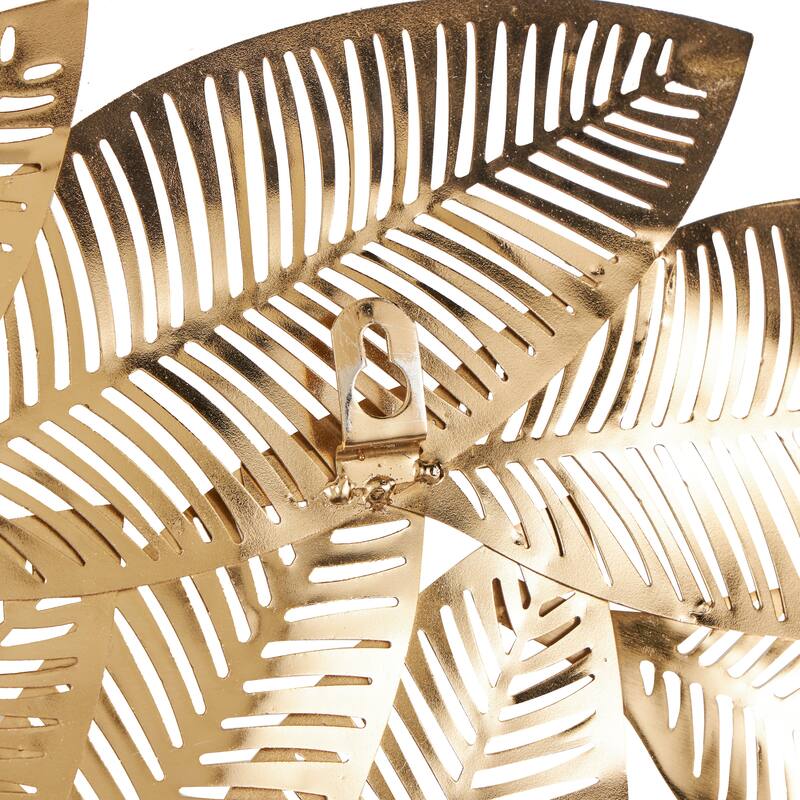 Gold Metal Abstract Round Disk Leaf Home Wall Decor (Set of 3)
