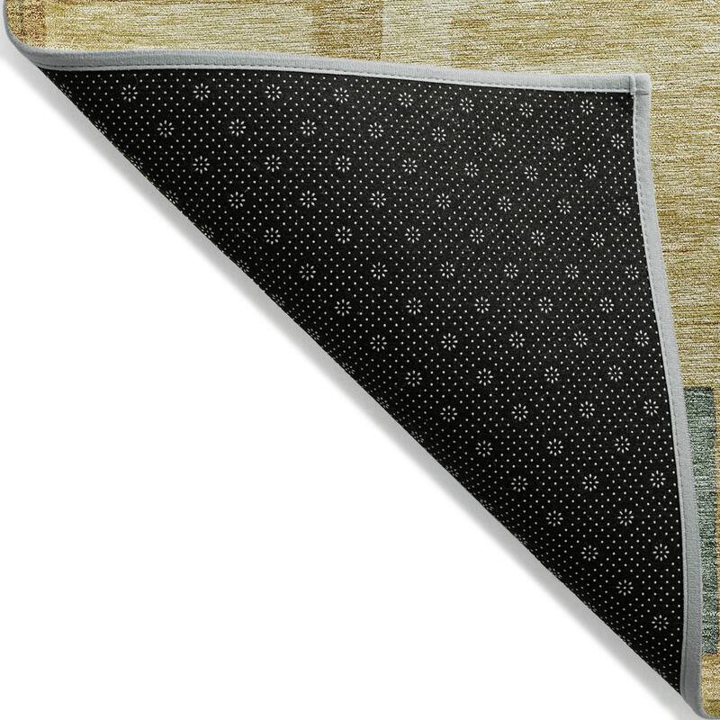 Machine Washable Indoor/ Outdoor Contemporary Blocks Chantille Rug