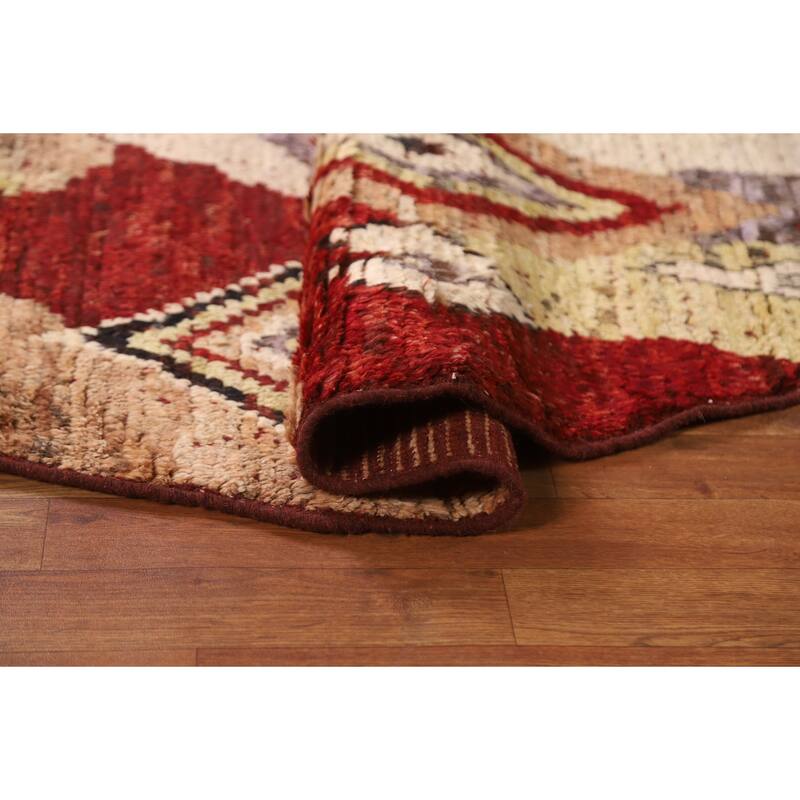 Hand Knotted Oriental 100% Wool Carpet Modern Tribal Multi-Colored Moroccan Area Rug - 6' 7'' X 6' 7''