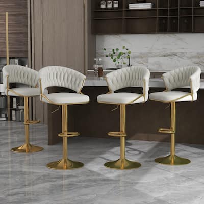 4 Set Modern Bar Stools with Velvet Seat