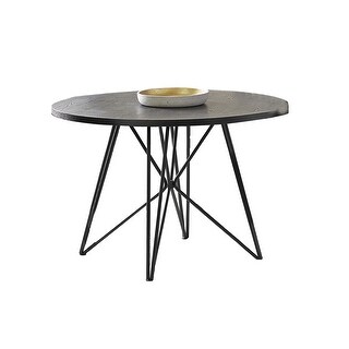 45-inch Round Wood Dining Table with Metal Legs in Black and Gunmetal ...