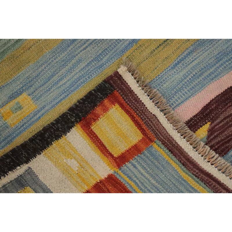 Hand Woven Oriental 100% Wool Carpet Southwestern Tribal Multi-Colored Kilim Area Rug - 6' 1'' X 4' 3''