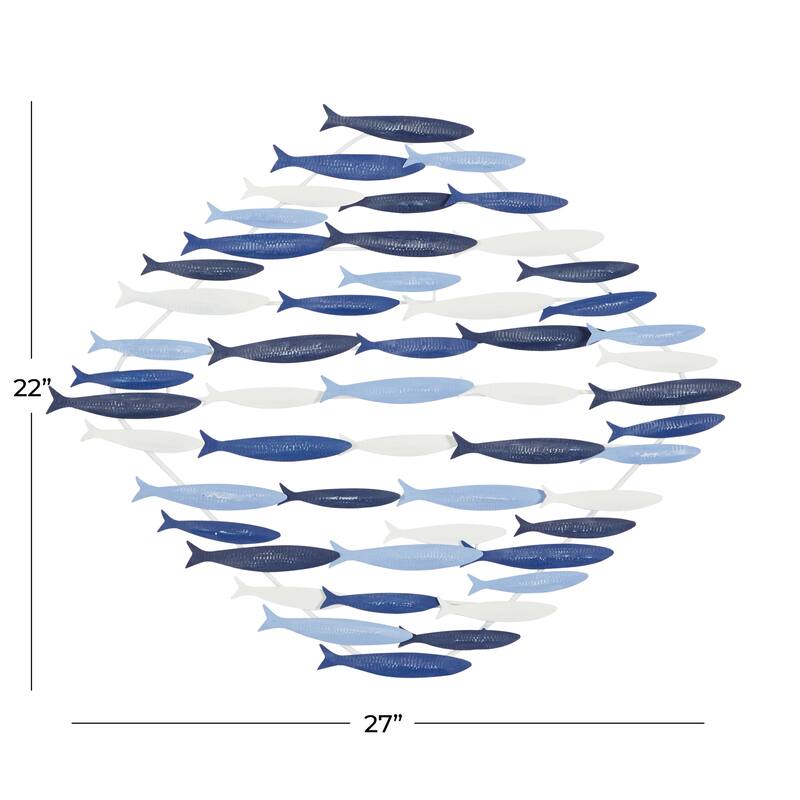 Blue Metal Indoor Outdoor Fish Home Wall Decor