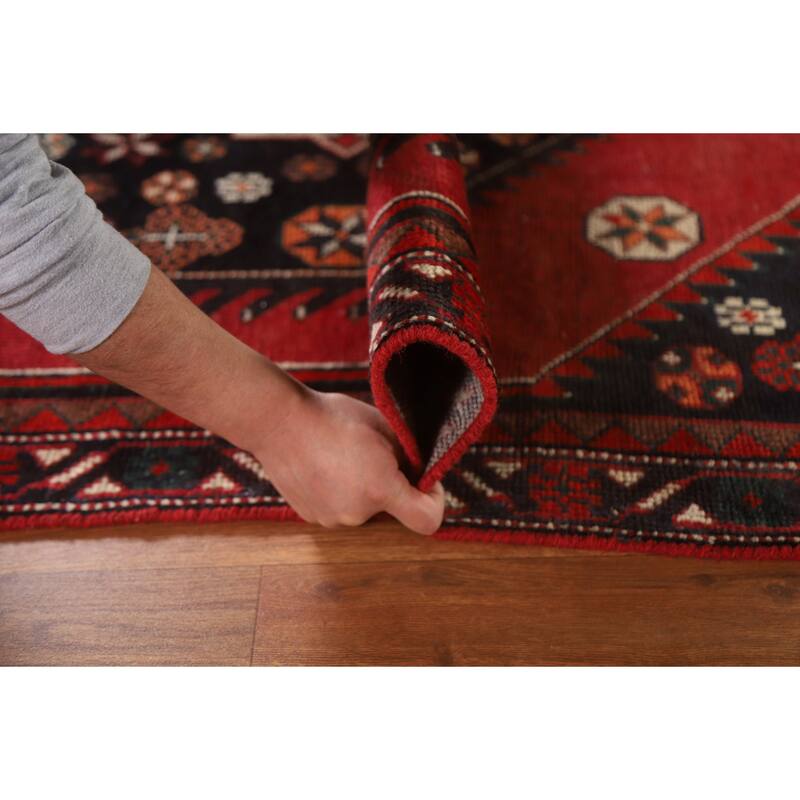 Hamedan Persian Vintage Area Rug Handmade Wool Carpet - 4'0"x 7'0"