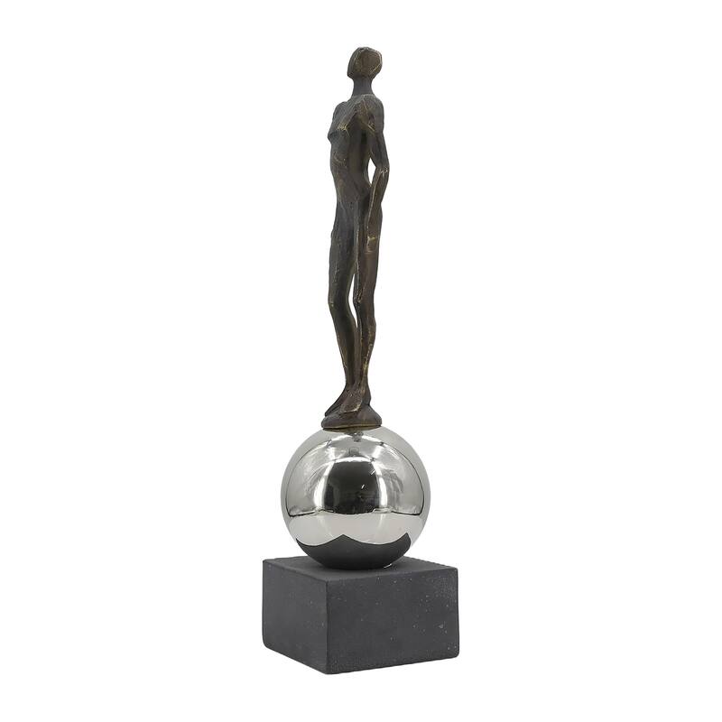 Sagebrook Home's Unique 22" Augusta Male Statuary Resin & Stainless Steel Decorative Figurine for Modern Homes - 5" x 5" x 22"