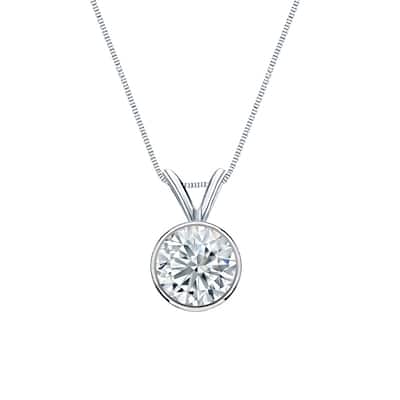 Auriya 18-karat Gold 0.75ctw Round Solitaire Lab Grown Diamond Necklace Bezel (H-I VS) - 0.75