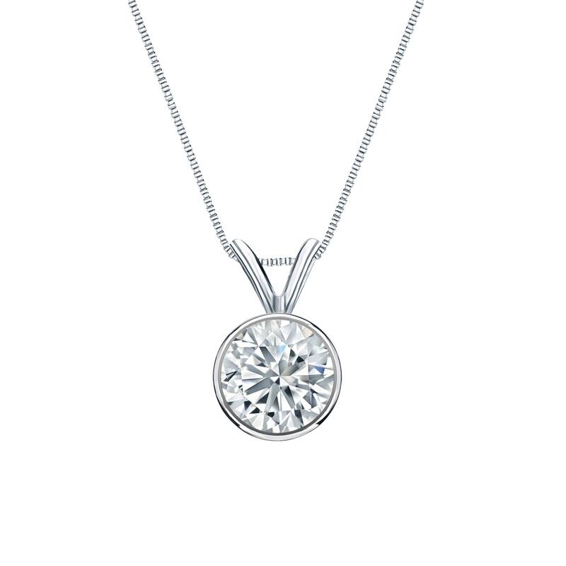 Auriya Platinum 0.75ctw Round Solitaire Lab Grown Diamond Necklace Bezel (H-I VS) - 0.75 - 0.75 - 18 Inch - White - White