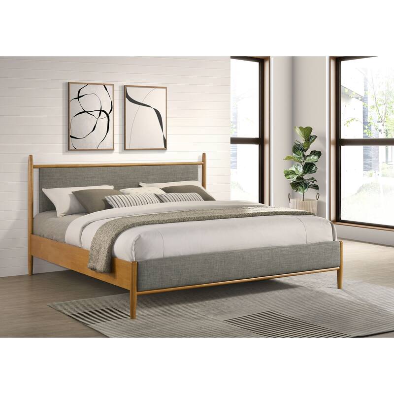 Mason 46-inch Panel Platform Bed Grey and Light Brown