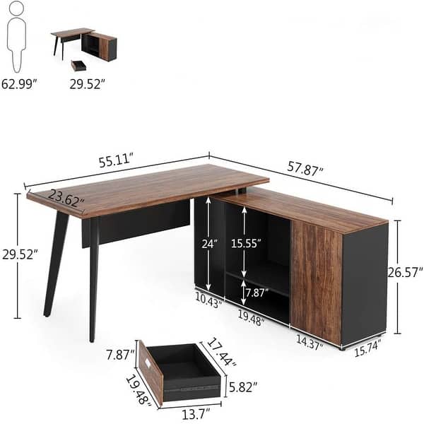 Shop L Shaped Desk Executive Office Desk With File Cabinet Black Brown On Sale Overstock 31746426,Designs On You Lyrics