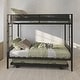 preview thumbnail 1 of 15, Black Twin over Twin Size Metal Bunk Bed with Trundle, Sturdy Metal Frame, Noise-Free Wood Slats Black