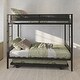 preview thumbnail 1 of 14, Twin over Twin Metal Bunk Bed with Trundle and Comfortable Guardrail Black