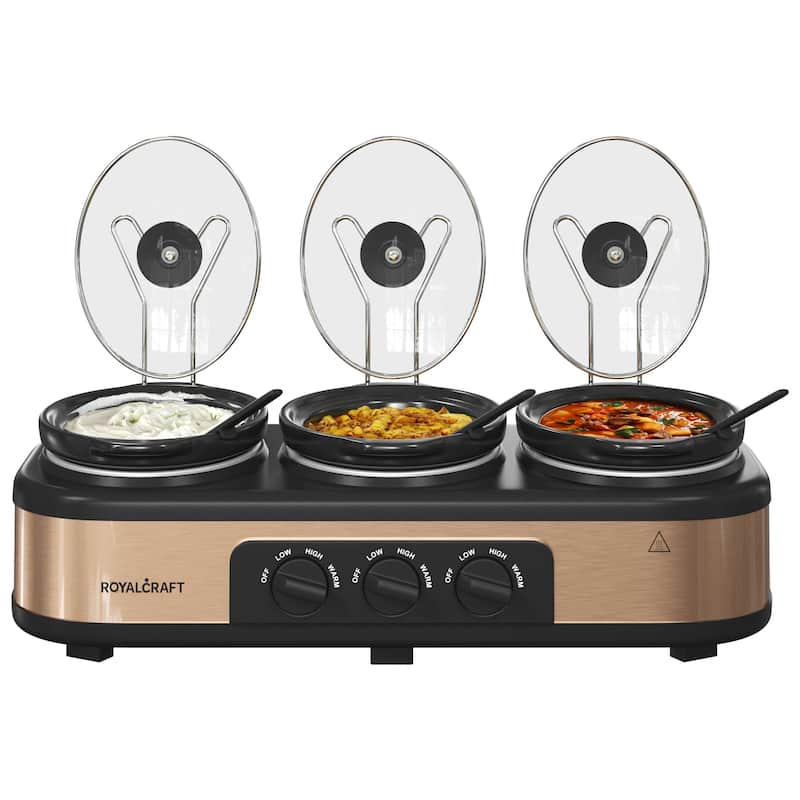Royalcraft 3x1.5 Qt. Slow Cooker with 10 Inner Bags - Silver