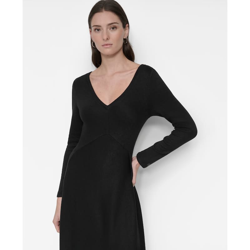 DKNY Asymmetrical Rib Knit Midi Dress