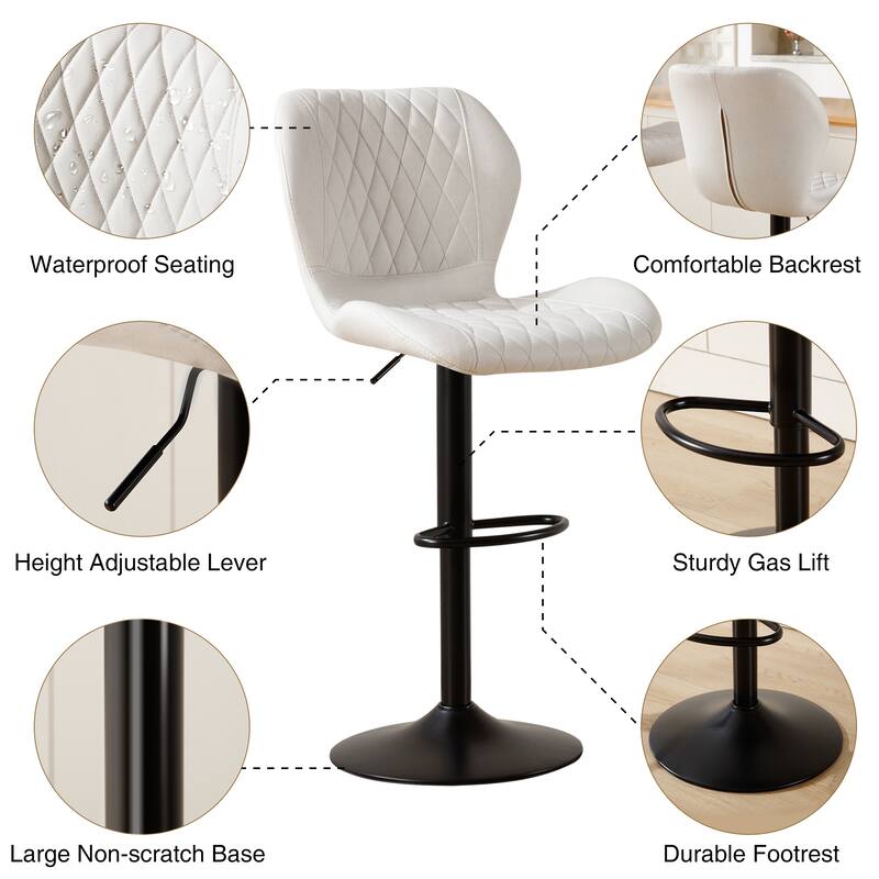 HOMYKA Swivel Adjustable Height Stool Set of 4