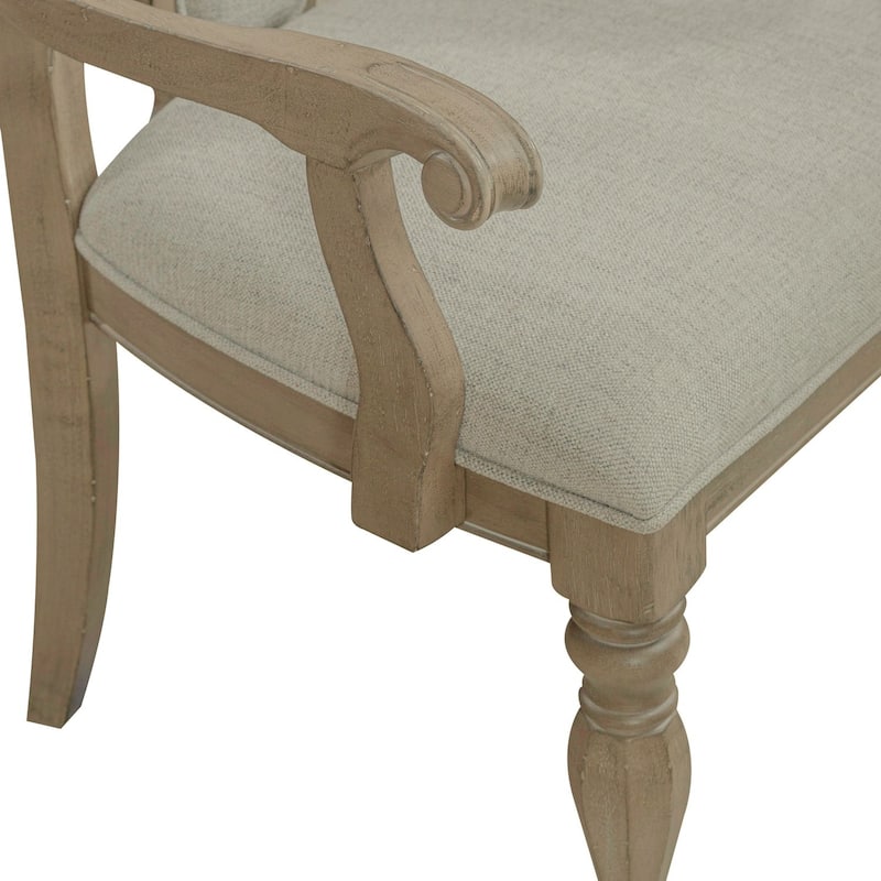 Magnolia Manor Weathered Bisque Splat Back Upholstered Arm Chair (Set of 2)