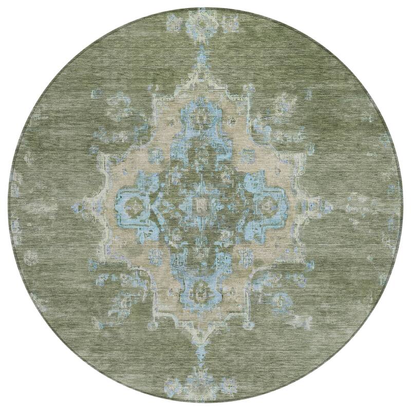 Machine Washable Indoor/ Outdoor Traditional Tabriz Chantille Rug