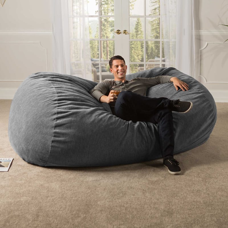 Jaxx 7 Foot Giant Bean Bag Sofa For Adults - Premium Chenille - Grey