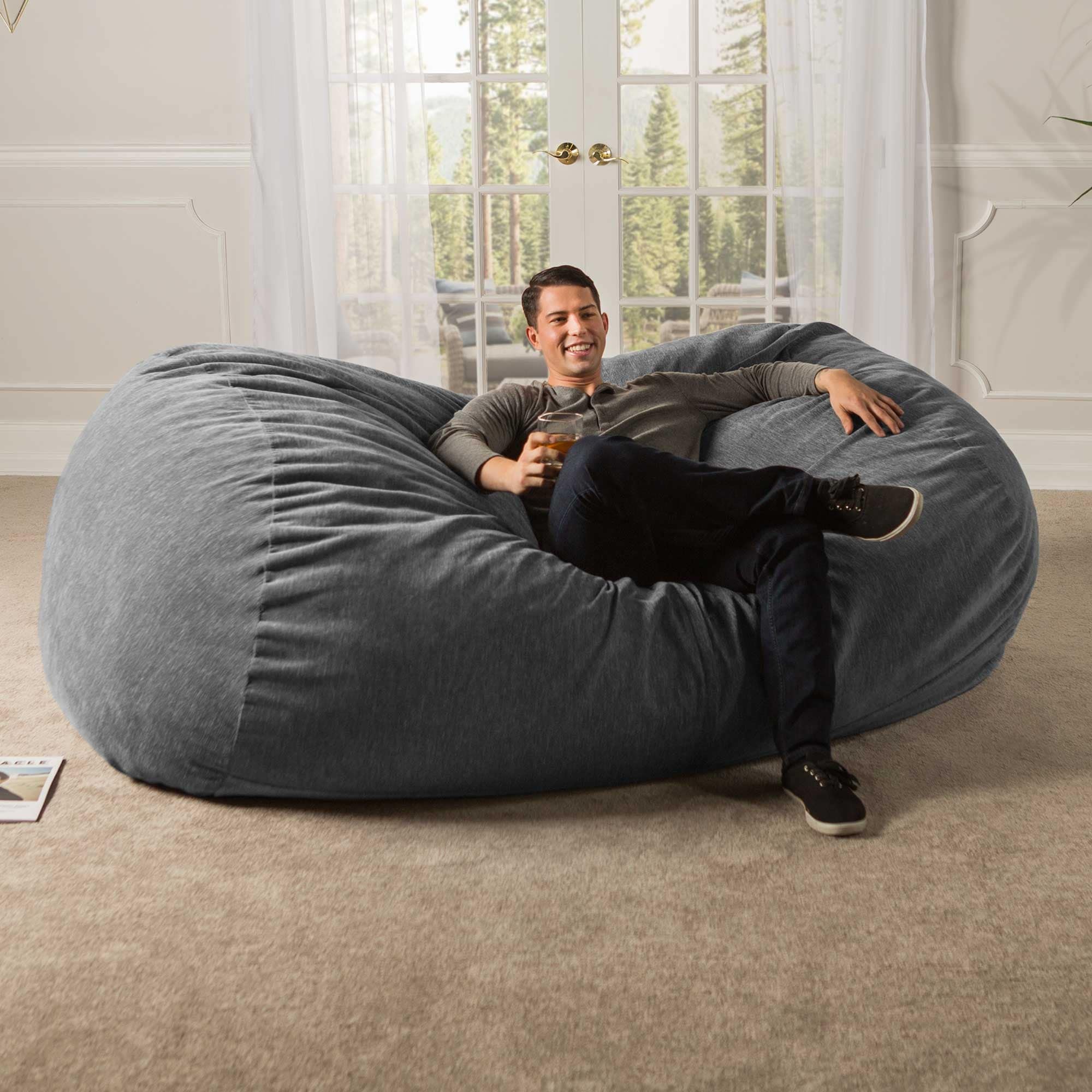 Jaxx 7 Foot Giant Bean Bag Sofa For Adults Premium Chenille On