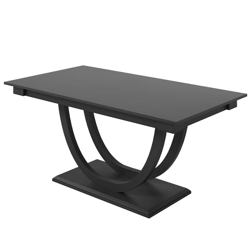 Modern 6-Piece Wood Half Round Dining Table Set Kitchen Table Set with Long Bench and 4 Dining Chairs