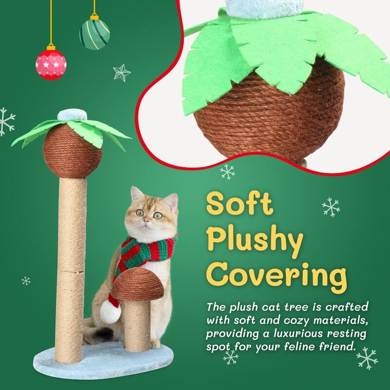 27.5in Coconut Palm Tree Cat Scratching Post Christmas Decoration