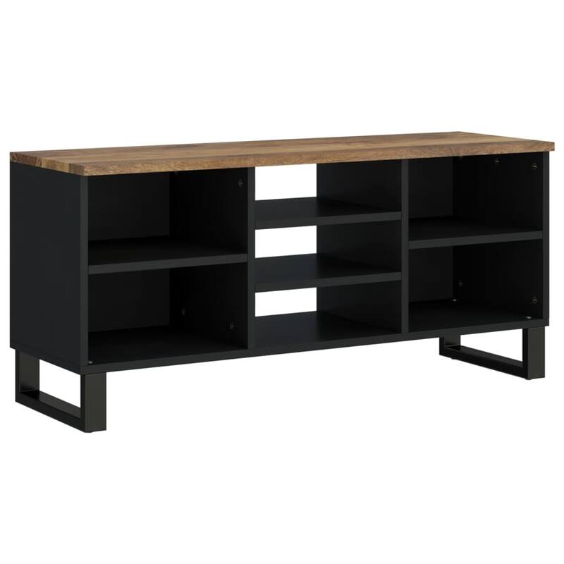 vidaXL TV Cabinet Honey brown, black Solid mango wood and engineered wood - 39.4 x 39.4 x 18.1 in