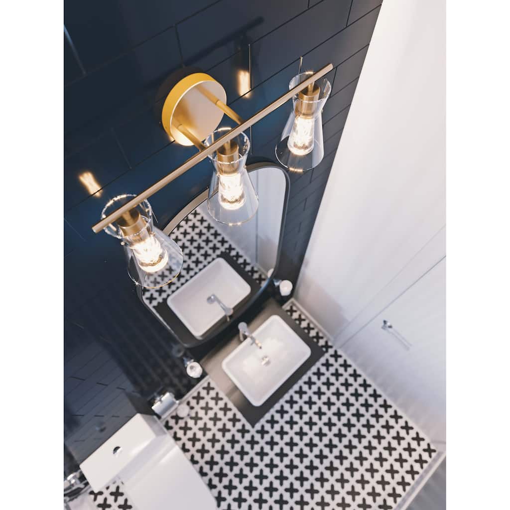 Amanda Vanity in Satin Brass with Clear Glass Shade