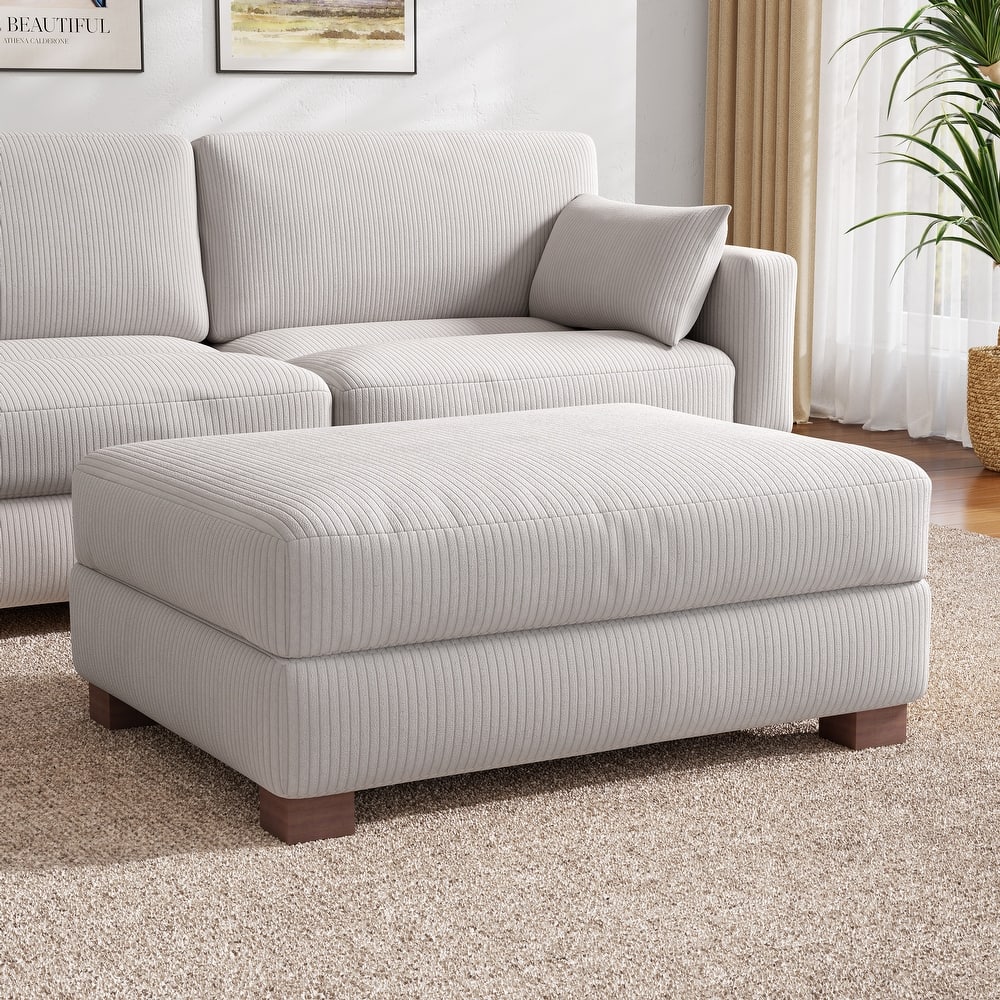 Modern Oversized striped Corduroy Ottoman