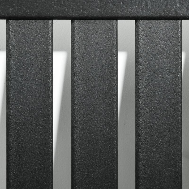 Set of 2 Black HDPE Outdoor Dining Chairs with Armrests and Slatted Patio Seating for Backyard - 23.5" W x 26.5" D x 34.25" H