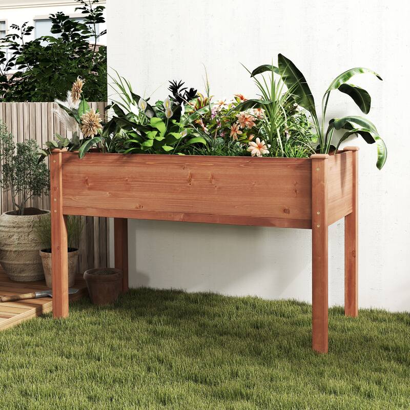 48x24x30 inch Raised Garden Bed with Legs,Elevated Wooden Planter Box for Outdoor Plants Flowers Fruits Vegetable Herb Growing