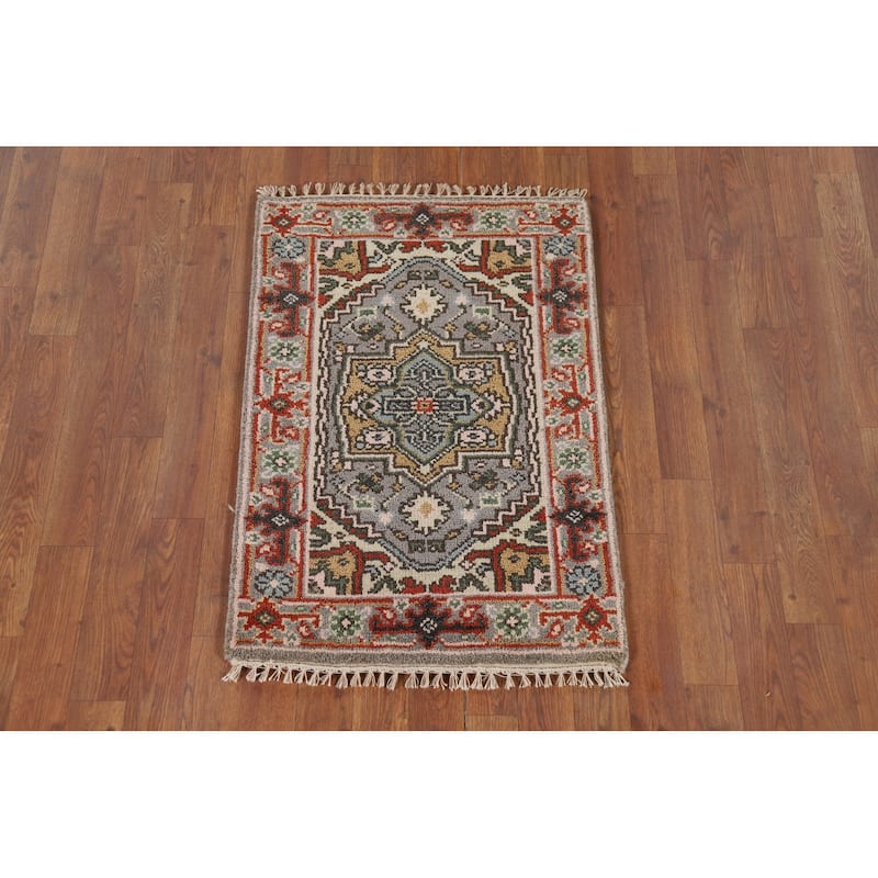 Gray Heriz Serapi Indian Accent Rug Handmade Wool Carpet - 2'0" x 3'0"
