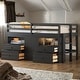 preview thumbnail 2 of 43, Elegant design Twin Size Loft Bed with 4 Drawers, Underneath Cabinet and Shelves, Space-saving, Solid Construction, Espresso