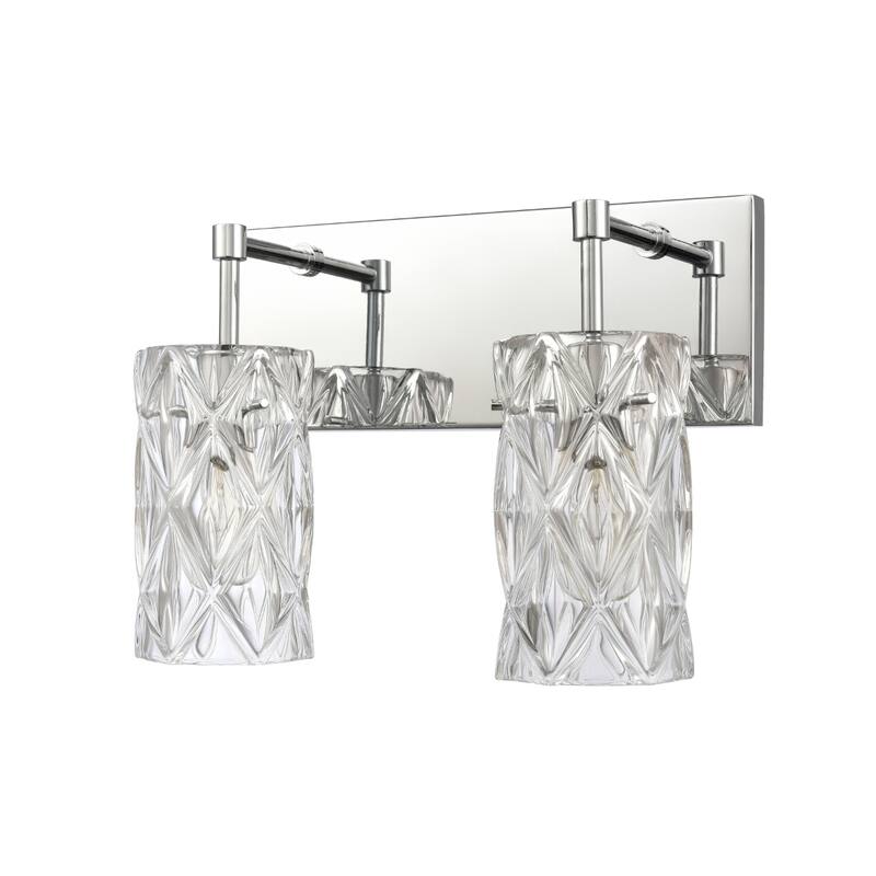 Forma de Crystal 14-inch Wide 2-Light Vanity Light in Polished Chrome - 14