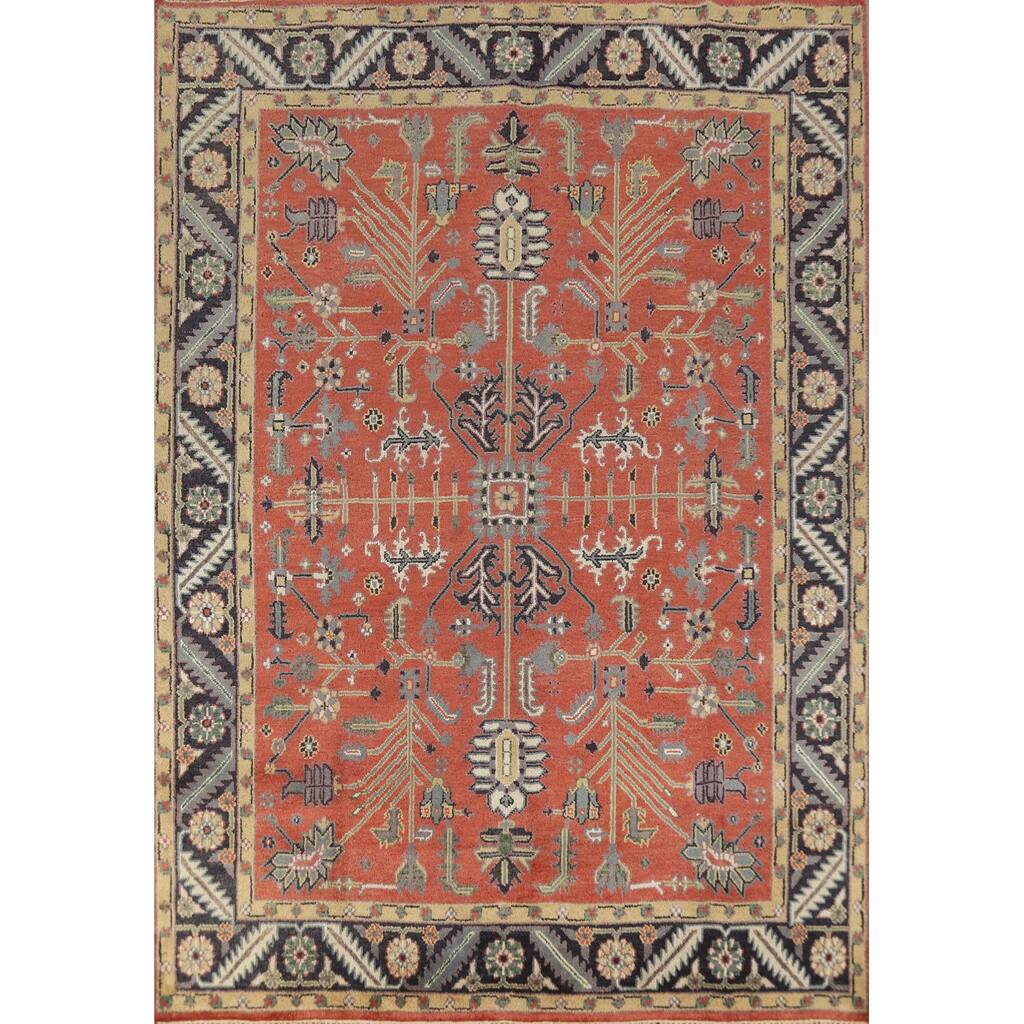 Traditional Heriz Serapi Indian Area Rug Handmade Floral Wool Carpet - 7'10" x 9'8"