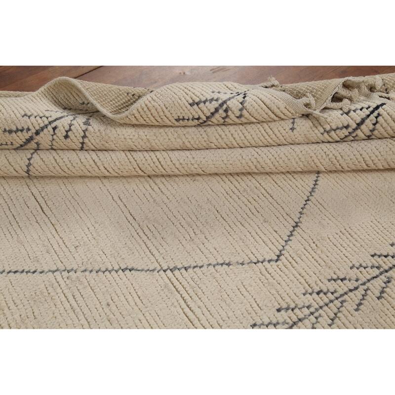Ivory Moroccan Area Rug Handmade Wool Carpet - 5'11"x 9'4"