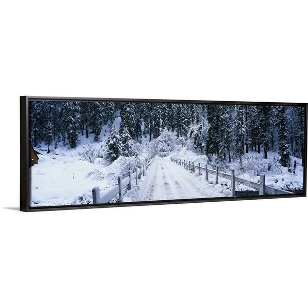 Shop Snowy Bridge Lake Tahoe Ca Black Float Frame Canvas Art