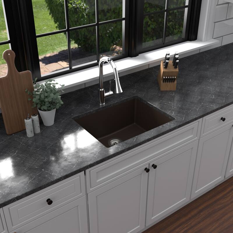 Karran Undermount 24.38 in Single Bowl Quartz Kitchen Sink
