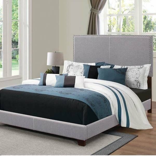 King Size Upholstered Bed with Nailhead Trim Smoke Bed Bath & Beyond